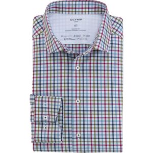OLYMP Luxor 24/7 modern fit overhemd, popeline, granaat geruit