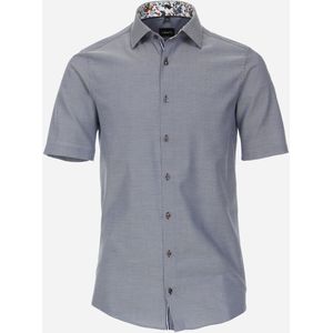 VENTI modern fit overhemd, korte mouw, structuur, blauw 47