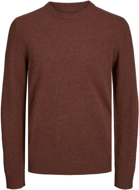 JACK & JONES - Pullover - Middenbruin Melange - Wol - O-hals