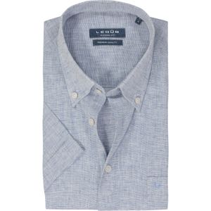 Ledub modern fit overhemd, korte mouw, structuur, donkerblauw