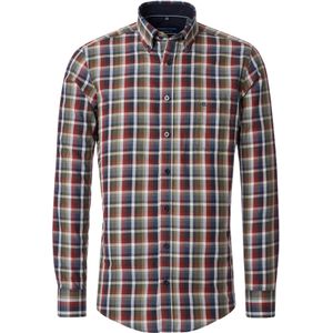 CASA MODA - Sport Comfort Fit Overhemd - Oranje Geruit - Strijkvriendelijk
