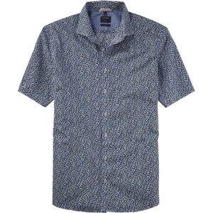OLYMP Casual modern fit overhemd, korte mouw, popeline, groen dessin