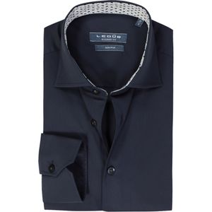 Ledub modern fit overhemd - donkerblauw - Strijkvrij - Boordmaat: 42