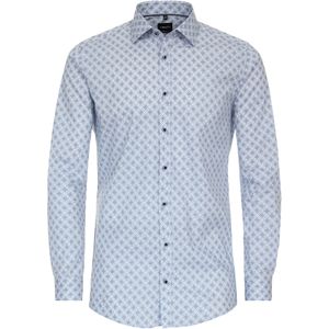 VENTI - Body Fit - Overhemd - Blauw Dessin - Strijkvriendelijk