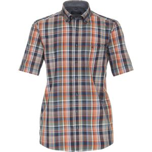 CASA MODA Sport comfort fit overhemd, korte mouw, dobby, oranje geruit