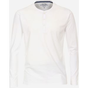 Redmond regular fit T-shirt, lange mouw O-hals met knoopsluiting, wit -  Maat: 3XL