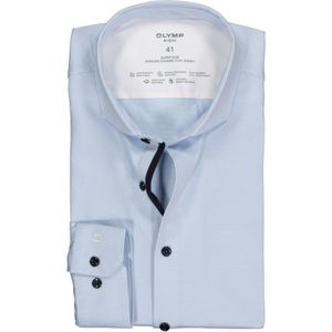 OLYMP No. 6 super slim fit overhemd 24/7, lichtblauw met wit gestreept tricot 42