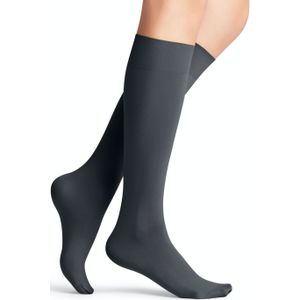 FALKE Seidenglatt 40 DEN dames kniekousen, antraciet grijs (graphite)