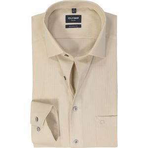 OLYMP - Modern Fit - Overhemd - Beige - Structuurweving