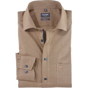 OLYMP Luxor modern fit overhemd, structuur, mandarijngeel dessin