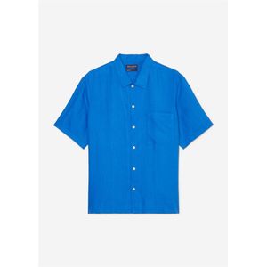 Marc O'Polo regular fit heren overhemd, korte mouw, structuur, azuurblauw 49/50