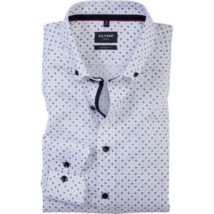 OLYMP - Luxor - Overhemd - Bleu Dessin - Modern Fit - Popeline