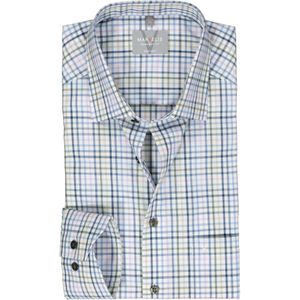 MARVELIS comfort fit overhemd, popeline, wit met blauw, lila en groen geruit