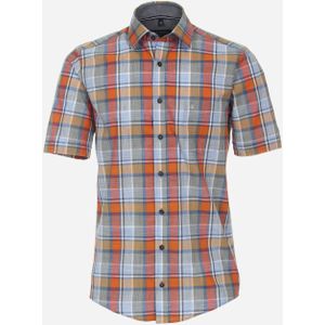 CASA MODA Sport casual fit overhemd, korte mouw, chambray, oranje geruit 41/42