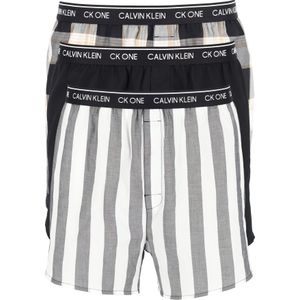 Calvin Klein Woven Boxers Slim Fit (3-pack), wijde boxers katoen, zwart en geruit -  Maat: XL