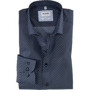 OLYMP Level 5 body fit overhemd, mouwlengte 7, twill, bleu dessin