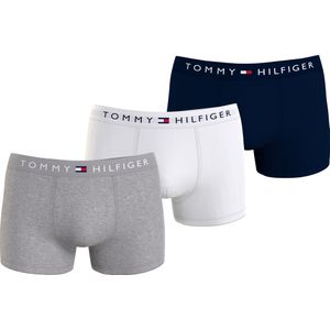 Tommy Hilfiger trunk (3-pack), heren boxers normale lengte, blauw, grijs, wit -  Maat: XXL