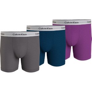 Calvin Klein Boxer Briefs (3-pack), heren boxers extra lang, grijs, blauw, paars -  Maat: XL