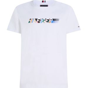 Tommy Hilfiger Multicolour Hilfiger Tee, heren T-shirt korte mouw O-hals, wit -  Maat: XS