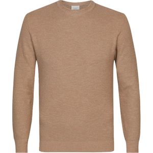 Profuomo heren trui katoen, slim fit trui met O-hals, beige -  Maat: XL