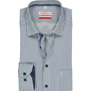 MARVELIS modern fit overhemd, marine blauw met wit gestreept (contrast) 46