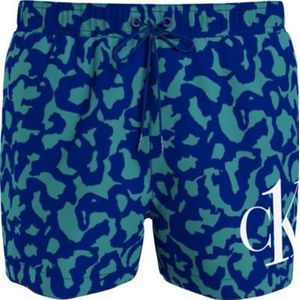 Calvin Klein Short Drawstring swimshort, heren zwembroek, blauw dessin -  Maat: XL