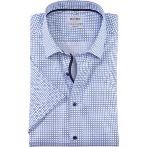 OLYMP Level 5 body fit overhemd, korte mouw, twill, bleu dessin