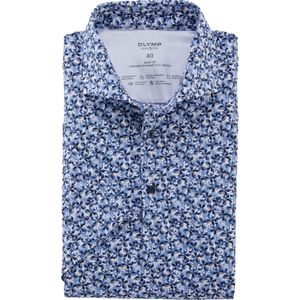 OLYMP 24/7 Level 5 body fit overhemd, korte mouw, tricot, natuur dessin