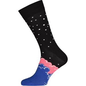Happy Socks Over The Cloud Sock, roze en kobalt met zwart - Unisex - Maat: 41-46