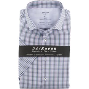 OLYMP 24/7 Level 5 body fit overhemd, korte mouw, popeline, groen geruit