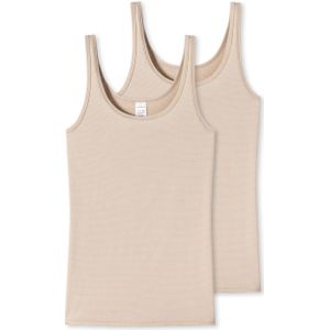 SCHIESSER Modal Essentials singlet (2-pack), dames tanktops zandkleurig -  Maat: 40