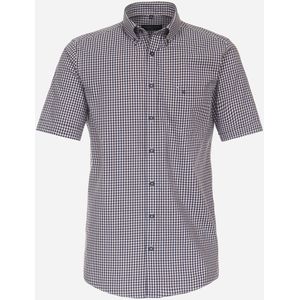 CASA MODA Sport comfort fit overhemd, korte mouw, dobby, blauw met wit en rood geruit
