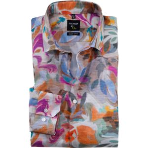 OLYMP No. 6 Six super slim fit overhemd, popeline, fuchsia dessin