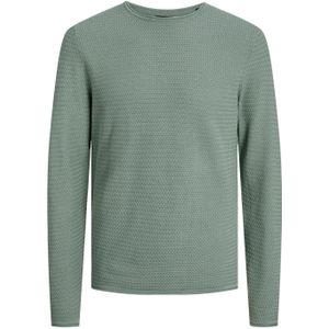 JACK & JONES Miguel knit crew neck slim fit, heren pullover katoen met O-hals, lichtgroen