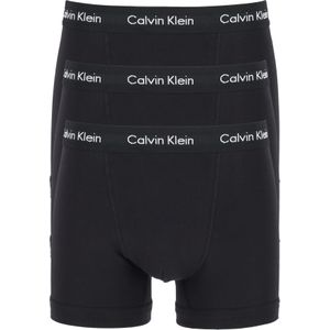 Calvin Klein trunks (3-pack), heren boxers normale lengte, zwart met zwarte band -  Maat: M