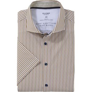 OLYMP 24/7 Level 5 body fit overhemd, korte mouw, tricot, messing dessin