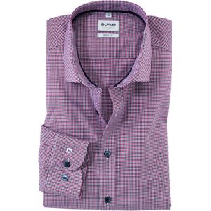 OLYMP Level 5 body fit overhemd, popeline, granaat geruit