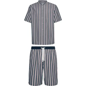 Tommy Hilfiger heren shortama met knoopjes, blauw met rood en wit gestreept