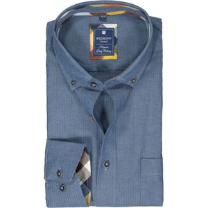 3 voor 99 | Redmond regular fit overhemd, herringbone, middenblauw