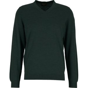 MARVELIS modern fit trui wol, V-hals, donkergroen