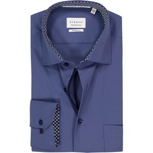 ETERNA - Comfort Fit Overhemd - Middenblauw - Popeline - Strijkvrij