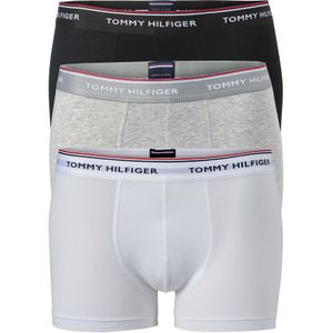 Tommy Hilfiger trunks (3-pack), heren boxers normale lengte, zwart, wit en grijs