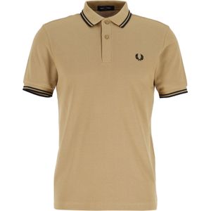 Fred Perry M3600 polo twin tipped shirt, pique, Warm Stone / Black -  Maat: XL