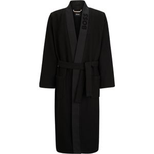 BOSS Waffle Kimono, heren ochtendjas (middeldik), zwart -  Maat: L