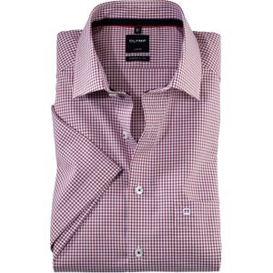 OLYMP Luxor modern fit overhemd, korte mouw, popeline, zalmkleurig geruit