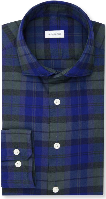 Seidensticker slim fit overhemd, popeline, blauw geruit