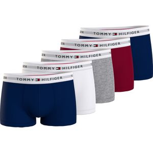 Tommy Hilfiger heren boxers normale lengte (5-pack), navy, wit, grijs, rood, navy -  Maat: M