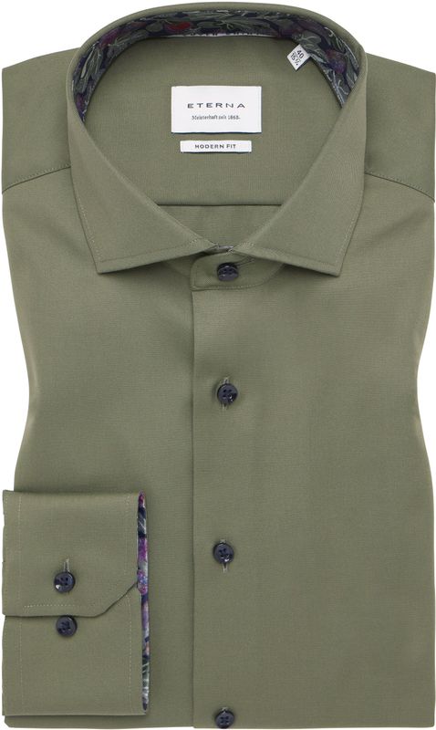 ETERNA modern fit overhemd, twill, groen (contrast)