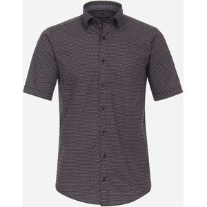 CASA MODA Sport casual fit overhemd, korte mouw, popeline, oranje dessin
