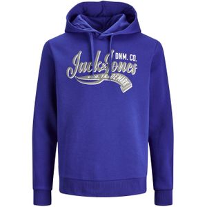 JACK & JONES Logo sweat hood regular fit, heren hoodie katoenmengsel met capuchon, kobaltblauw -  Maat: S